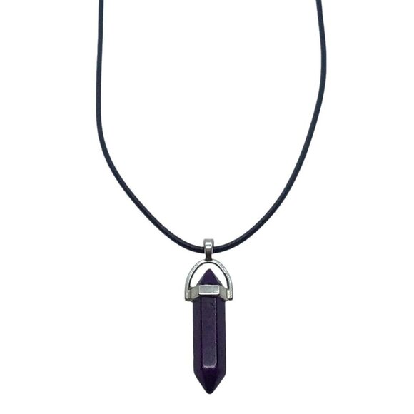 Natural Quartz Chakra Crystal Healing Point Cut Gemstone Amethyst Agate Pendant - Picture 3 of 4